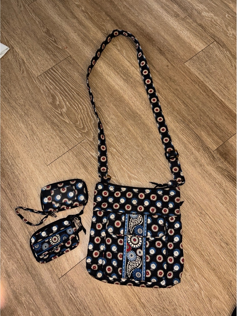 Vera Bradley 3pc Night Owl Bag Set: Hipster Crossbody, Wallet & Pouch D14